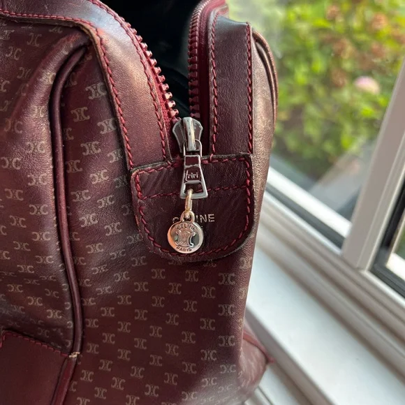 EUC Celine Macadam Burgundy Boston Bag All Leather RARE - Picture 11 of 15